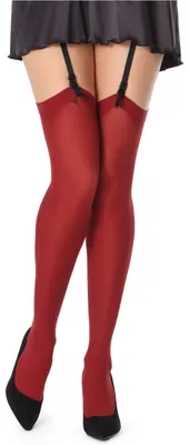 Image de Bellivalini bas jarretière femme microfibre 60 DEN BLVFI1007 (Bourgogne, XS-S)