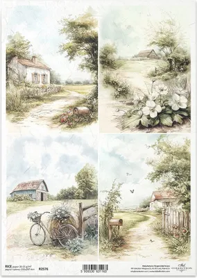 Produktbild von ITD Reispapier Decoupage Bastelpapier Serviettentechnik-R2576 Ländliche Ansichten