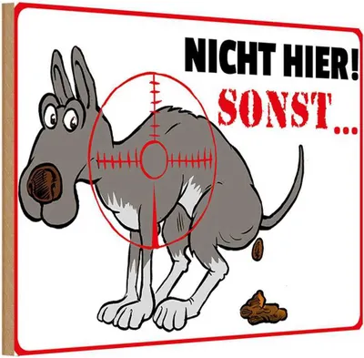 Produktbild von vianmo Holzschild 12x18 cm Hundehaufen nicht hier Sonst Warnschild Hinweisschild