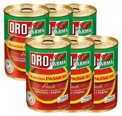 Image de ORO di Parma tomates passées et pelées boîte 425g pack de 6