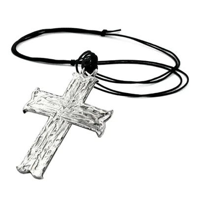 Produktbild von Kette 83x63mm Anhänger Zinn großes Kreuz 110cm silbrig 83x63mm