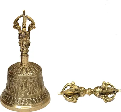 Produktbild von Tibetische buddhistische Meditationsglocke und Dorje Set - Handgefertigte rituelle Objekte
