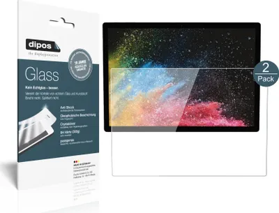 Produktbild von 2x Schutzfolie für Microsoft Surface Book 3 13.5 Zoll - Anti-Shock 9H Folie dipos Glass Kunststoffglas