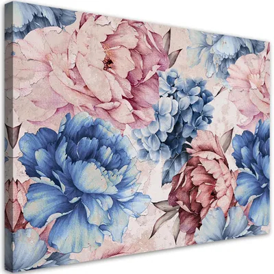Produktbild von Leinwandbild Pastellfarbene Pfingstrosen 100x70 Feeby Bunt bild für die wand bereit zum aufhängen