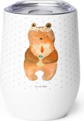 Produktbild von Mr. & Mrs. Panda Thermo Becher Bär Kommunion - Weiß - Geschenk, Thermobecher, Taufkerze, Katholisch, isoliertasse, Teddy, glühweinbecher, kaffee tasse, thermosbecher