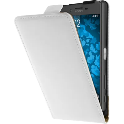 Produktbild von PhoneNatic Kunst-Lederhülle kompatibel mit Sony Xperia X - Flip-Case weiß + 2 Schutzfolien