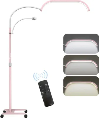 Produktbild von Andoer 30 W LED-Fuelllicht, 20 Zoll Boden-LED-Videoleuchte, Beauty-Stehlampe, 3200 K-5600 K, dimmbar, mit 1,8 m Seilzug, Lichtstaender, Telefonhalterung, Fernbedienung fuer Schoenheitssalon, Make-up, Live-Streaming, Nachttischlicht