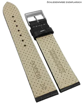 Produktbild von Herzog Italo-Kroko > Uhrenarmband schwarz > Leder Krokoprägung , Stegbreite:22mm, Schließe:Silbern