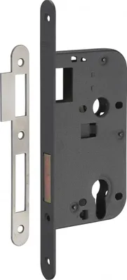 Image de Boitier de serrure encastrable à cylindre pour porte d'entrée, axe 50mm, bouts ronds, pêne dormant seul - THIRARD