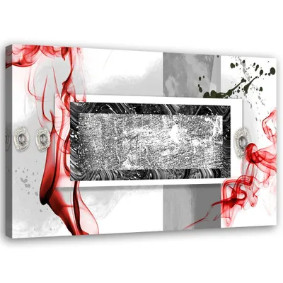 Produktbild von Leinwandbild rot-graue abstraktion 120x80 cm Feeby rot wandbild bereit zum aufhängen