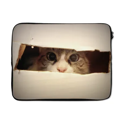Produktbild von MuchoWow® Laptop Hülle 15 Zoll Spionierende Katze Laptoptasche - Laptoptasche - Sleeve - Rundum-Schutz