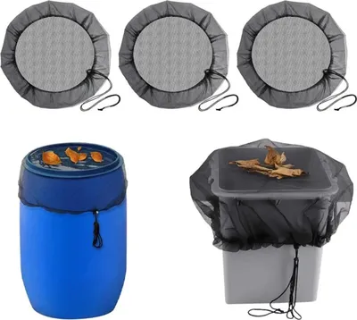 Produktbild von 3-teiliges Regentonnennetz: Schutznetz mit Kordelzug, Wassertank-Abdeckung, verstellbar, Schutznetz schützt vor Laub und Mückenlarven – Durchmesser 80 cm