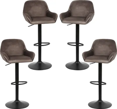 Produktbild von 4er Set Barhocker | - höhenverstellbar Hocker Barstuhl | Flanellhocker  Brown