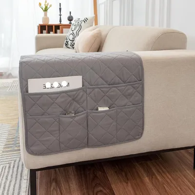 Productafbeelding van Bank organizer - Armleuning tas - Opgeruimd wonen - 6 opbergzakken - 89 x 50 cm - Grijs