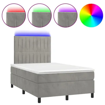 Produktbild von vidaXL Boxspringbett mit Matratze & LED Hellgrau 120x190 cm Samt