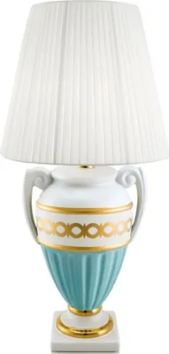 Produktbild von Casa Padrino Barock Tischleuchte Weiß / Türkis / Gold Ø 40 x H. 75 cm - Wohnzimmer Keramik Lampe im Barockstil