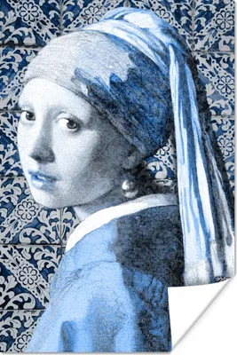 Produktbild von MuchoWow® Poster Mädchen mit Perlenohrring - Johannes Vermeer - Delfter Blau 60x90 cm - Wanddekoration