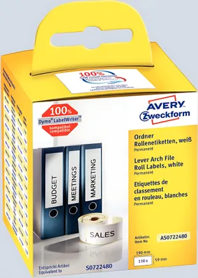 Obrázek produktu pro Avery AS0722480, Bílá, Obdélník, Permanentní, 59 x 190 mm, Rolle, Papír