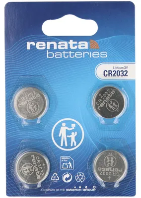 Imagen del producto de Paquete de 4 baterías de litio Renata CR2032 con 225 mAh: una fuente de energía fiable para una amplia variedad de aplicaciones