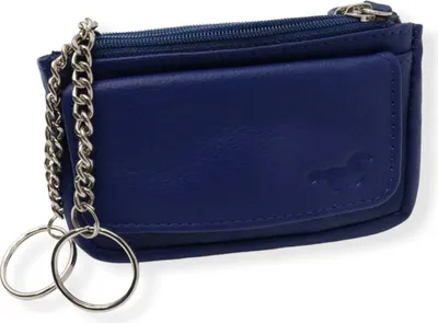 Produktbild von Safekeepers Schlüsseletui Leder - Blau - Schlüsselmäppchen mit Reißverschlüssen und Kartenfächern