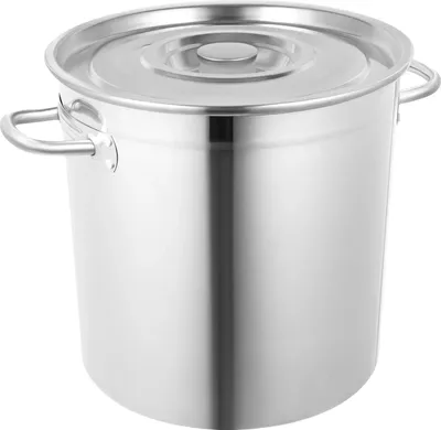 Immagine prodotto di Pentola grande per zuppe da 35 litri - Pentola in acciaio inossidabile - Acciaio inossidabile 201 - Con coperchio e maniglie - Ideale per zuppe e per conservare alimenti - Argento