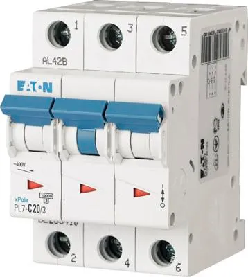 Obrázek produktu pro Jistič EATON 263390 PL7, 3P, B, 20A, 10kA