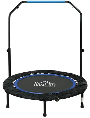 Obrázok produktu pre Fitness trampolína, nosnosť 100 kg, Ø102x123H cm, skladacia, s výškovo nastaviteľnou rukoväťou, LCD monitor, robustný oceľový rám, modrá