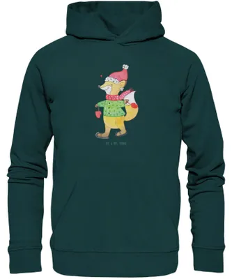 Produktbild von Mr. & Mrs. Panda Kuschelhoodie Fuchs  Schlittschuhe Größe S - Lime Green - Geschenk, Weihnachten, Sweatshirt, Heiligabend, Hoody, Pulli, Weihnachtsbaum, Kapuzenpulli