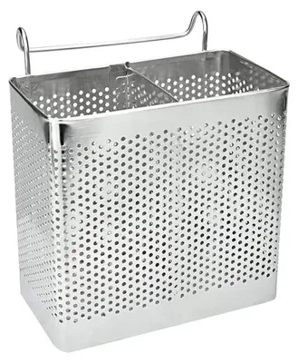 Besteck-Caddy aus Edelstahl, 2 Fächer, 13x7,5x12,8 cm