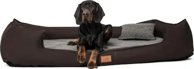 Produktbild von tierlando® Nonplusultra LINUS orthopädisches Hundebett Visco PLUS Kunstleder - Größe: 110x90cm | Farbe: 01 Braun