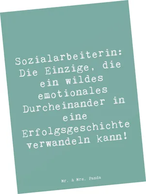 Produktbild von Mr. & Mrs. Panda Grußkarte Spruch Sozialarbeiterin Erfolg - Meeresbrise - Geschenk, Beratung, Postkarte, Berufsalltag, Postkarten, Ansichtskarten, Herausforderungen