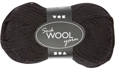 Produktbild von Sockenwolle, L 200 M, Schwarz, 50 g/ 1 Knäuel [HOB-41315]
