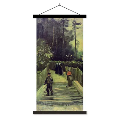 Produktbild von MuchoWow® Textilposter Schräger Weg in Montmartre - Vincent van Gogh 40x80 cm mit schwarzem Rahmen - Wandemalerei