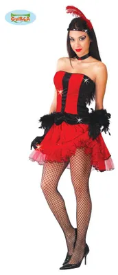 Produktbild von y rotes Burlesque Can Can Girl Kostüm für Damen Gr. M/L, Größe:L