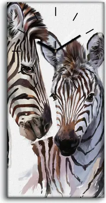 Produktbild von Wanduhr Uhr Wandbild Leinwand Geräuschlos 30x60 Zebra Wild Tier Streifen - schwarze Hände