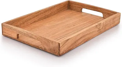 Holztablett mit Griffen - Ideal für Frühstück und Snacks (38,1 cm x 25,4 cm x 4,06 cm)