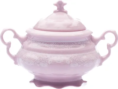 Obrázok produktu pre Cukornička s 2 uškami, 0,35 l, ružový porcelán, Sonata, biela čipka, Leander