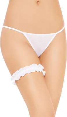 Produktbild von Elegantes Strumpfband, verziert mit glänzenden Schmucksteinen, weiß