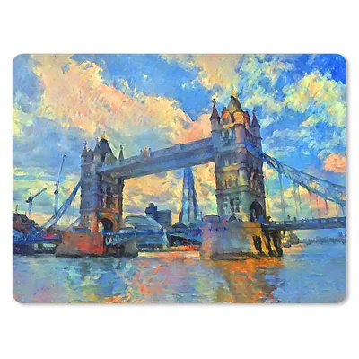 Produktbild von MuchoWow® Mauspad Mousepad Gemälde - London - Brücke - Öl 40x30 cm - Mousepads - Maus Mat - Pad - Mausunterlage - Anti Rutsch