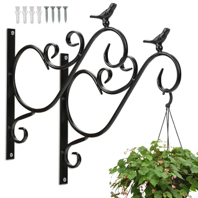Produktbild von Jopassy 2 Stück Haken Wandhalterung Blumenampel Landhaus Gusseisen Konsole Regal Aufhänger Wandhaken Blumenhaken Laternenhalter Vogel 26 cm
