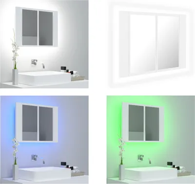 Produktbild von vidaXL LED Bad Spiegelschrank Weiß 60x12x45 cm Acryl - LED Spiegelschrank - LED Spiegelschränke - LED-Bad-Spiegelschrank - LED-Bad-Spiegelschränke