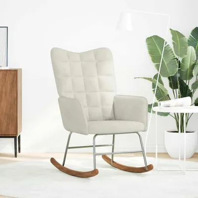 Image de vidaXL Chaise à bascule Crème Velours