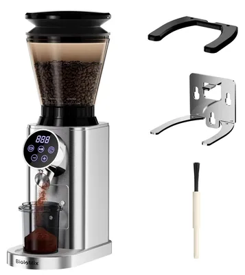 Produktbild von Elektrische Kaffeemühle - Kegelmahlwerk CG210 - 48 Mahlgrade - 150 W - 90 g Bohnenbehälter - Edelstahl - 220–240 V EU-Stecker