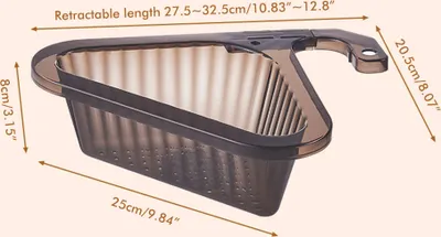 Obrázek produktu pro Koš na dřez Trojúhelníkový rohový kuchyňský dřez Koš na dřez s výsuvnou rukojetí pro kuchyň Koupelna