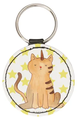 Produktbild von Mr. & Mrs. Panda Schlüsselanhänger Einhorn Katze - Weiß - Geschenk, mini, schlüsselbund anhänger, Unicorn, Mieze, Regenbogen, Glitzer, Taschenanhänger, Mit Motiv
