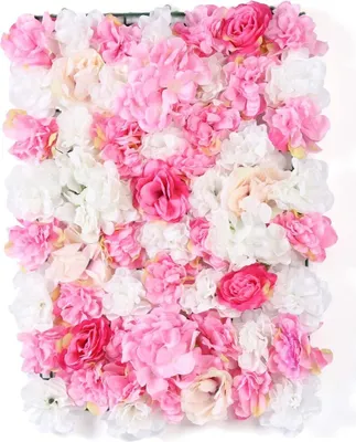 Image de 20 pièces artificielles mur de fleurs panneaux mur de fleurs décor de scène décor de mariage fleurs en soie mur de roses rose foncé