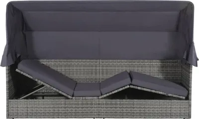 Produktbild von "Winterschlussverkauf "Liegestuhl HOMMIE - Gartenliege - Outdoor-Lounge-Bett - mit Baldachin Grau 205×62 cm Poly Rattan - 205x62x124 cm NeuMöbel 6256749