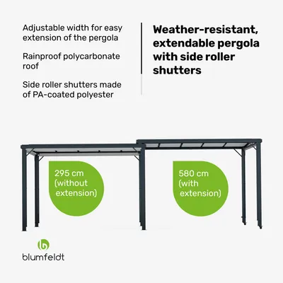 Zdjęcie produktu dla BlumfeldtPantheon Cortina Solid Sky Expand altana ogrodowa 3x6, odporność na warunki atmosferyczne, rozsuwana