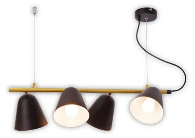 Image de Suspension, métal, noir, 4 flammes, L 61 cm