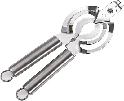 Produktbild von Multifunktionaler Dosenöffner 4-in-1, manuell, leichtgängiger Dosenöffner mit Flaschenöffner, Edelstahlklinge für Dosen, Bier, Wein